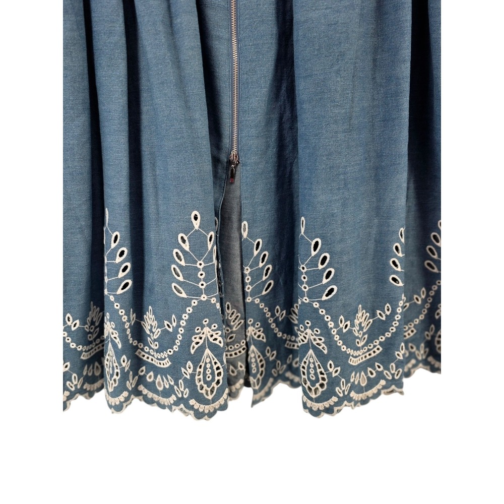 Anthropologie Womens XL Blue The Tommie Denim Eyelet Trim Dress NWT - Picture 6 of 14